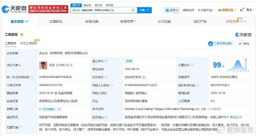 金山云旗下海南洋浦信息科技公司完成增資，注冊資本躍升至6億美元，增幅達20%，專注信息系統集成服務